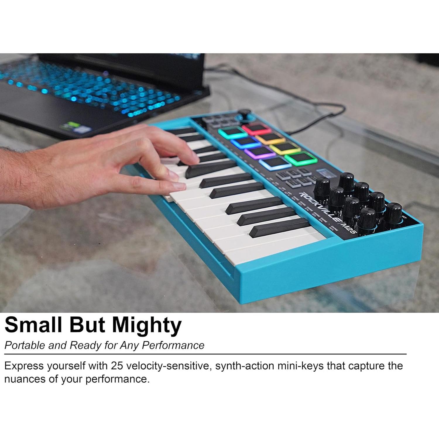 Controlador MIDI Inalámbrico Rockville M25 25 Teclas Bluetooth