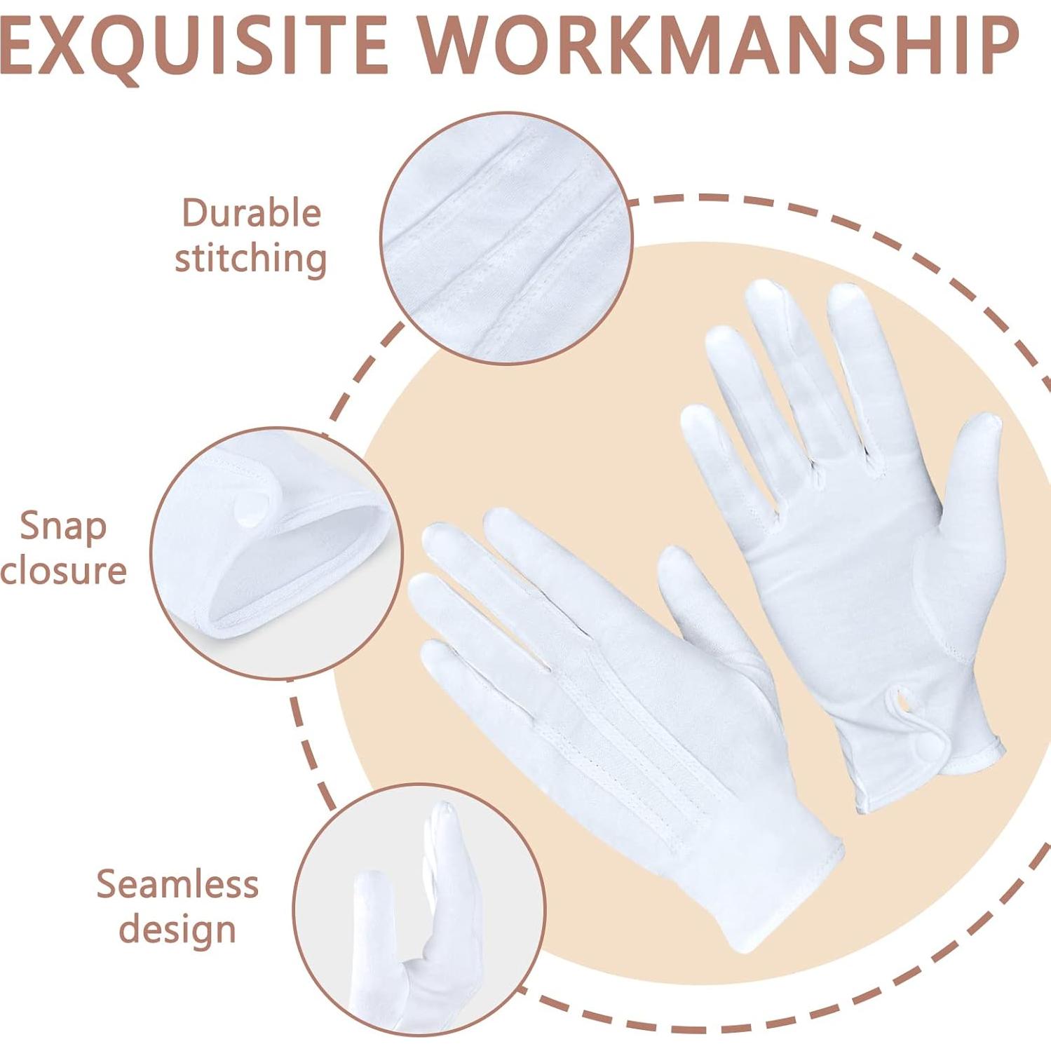 Guantes de Algodón Blanco Zenssia Parade para Eventos y Joyería