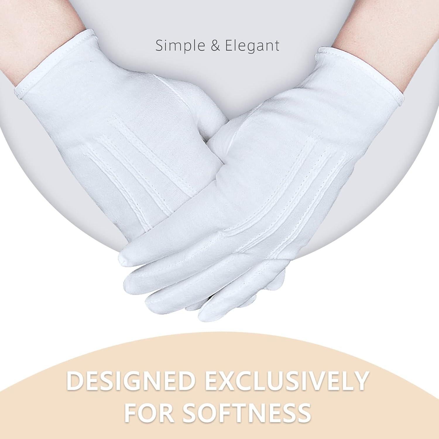 Guantes de Algodón Blanco Zenssia Parade para Eventos y Joyería