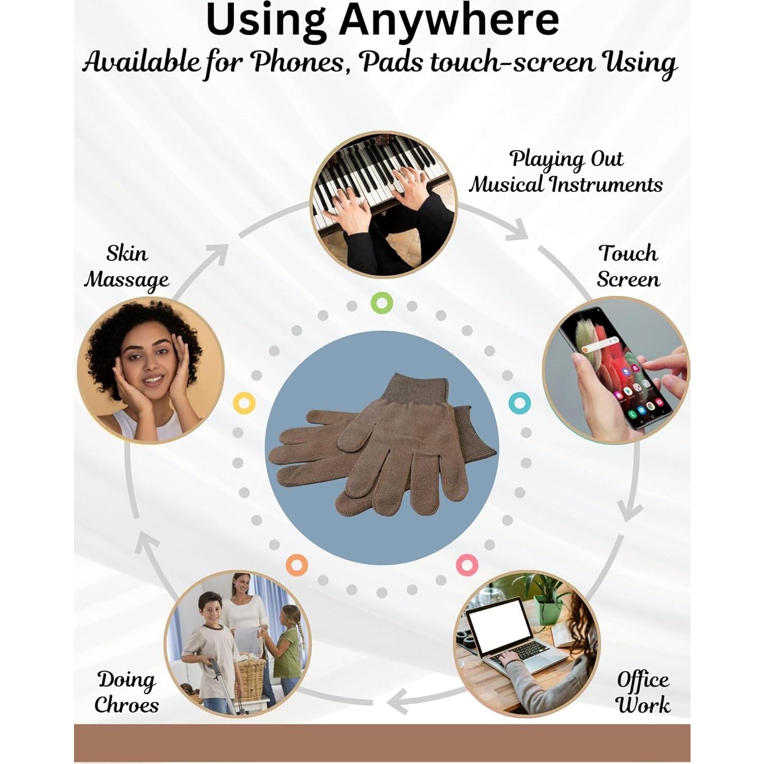 Guantes Táctiles para Piano Unisex - Absorbentes de Sudor, Marrón Talla M