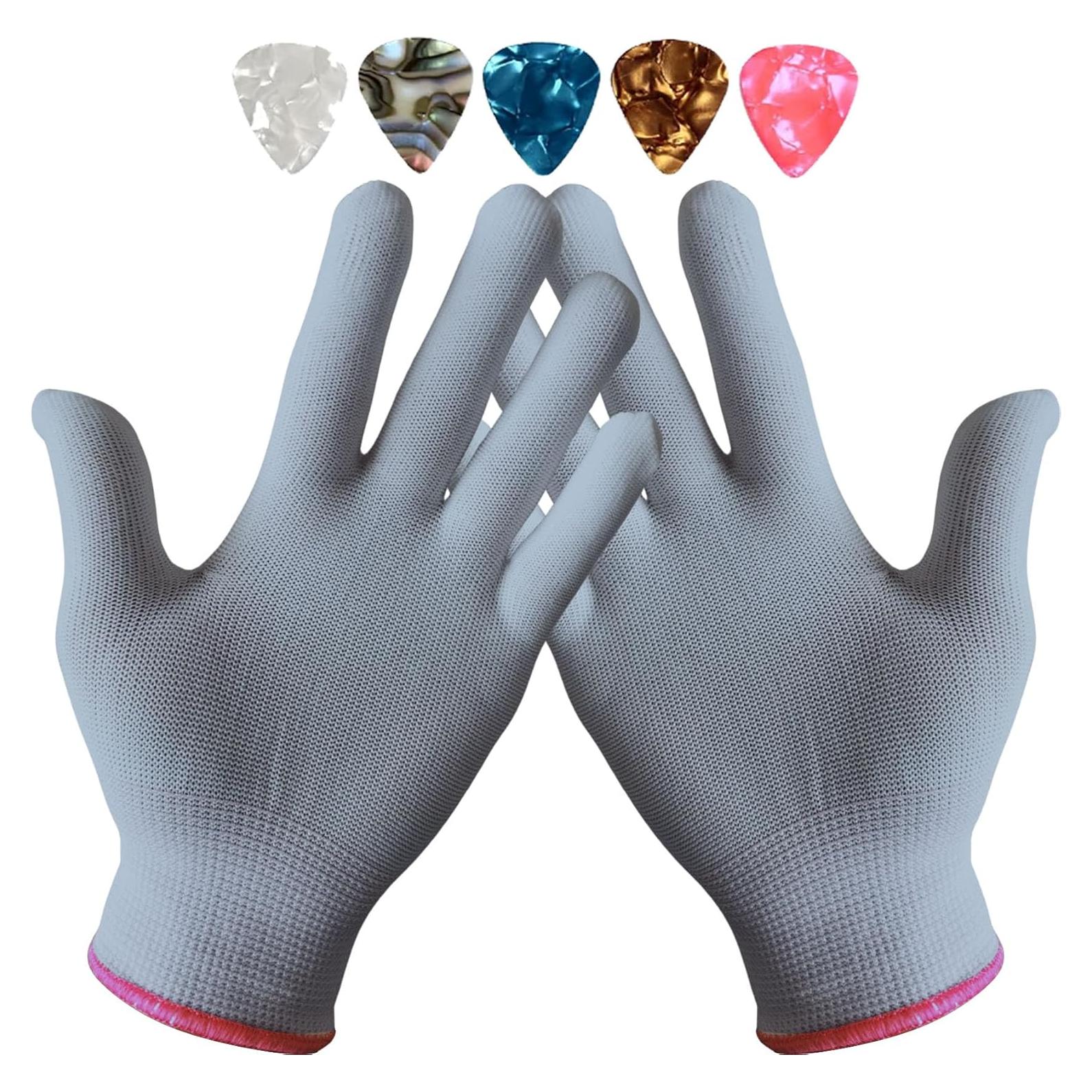 Guantes de Punta de Dedo Rhinos para Guitarra Talla S Gris