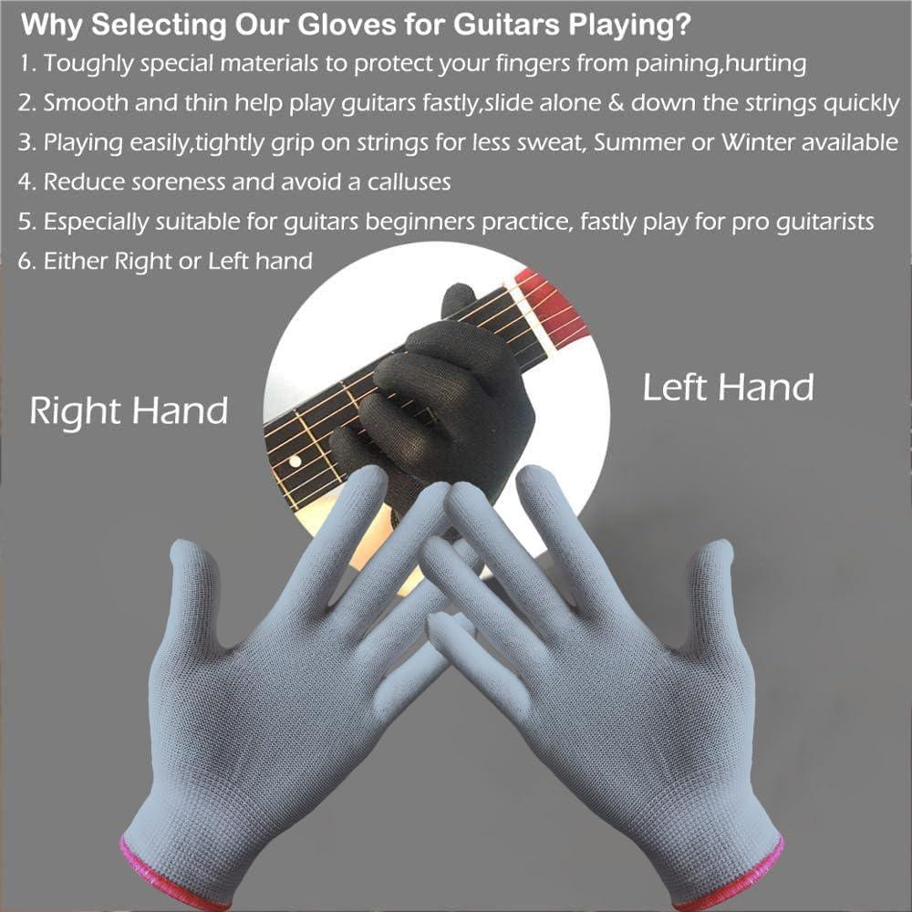 Guantes de Punta de Dedo Rhinos para Guitarra Talla S Gris