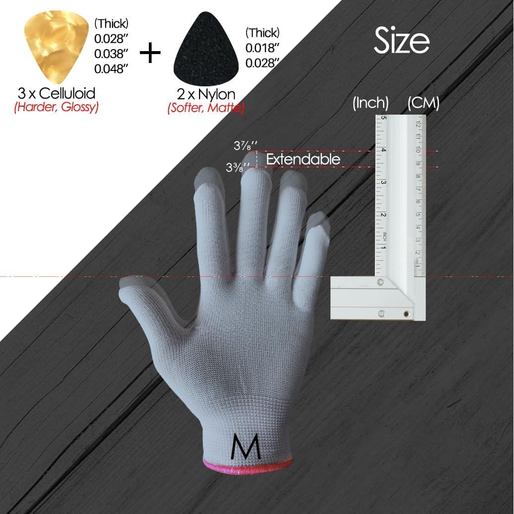 Guantes de Punta de Dedo Rhinos para Guitarra Talla S Gris