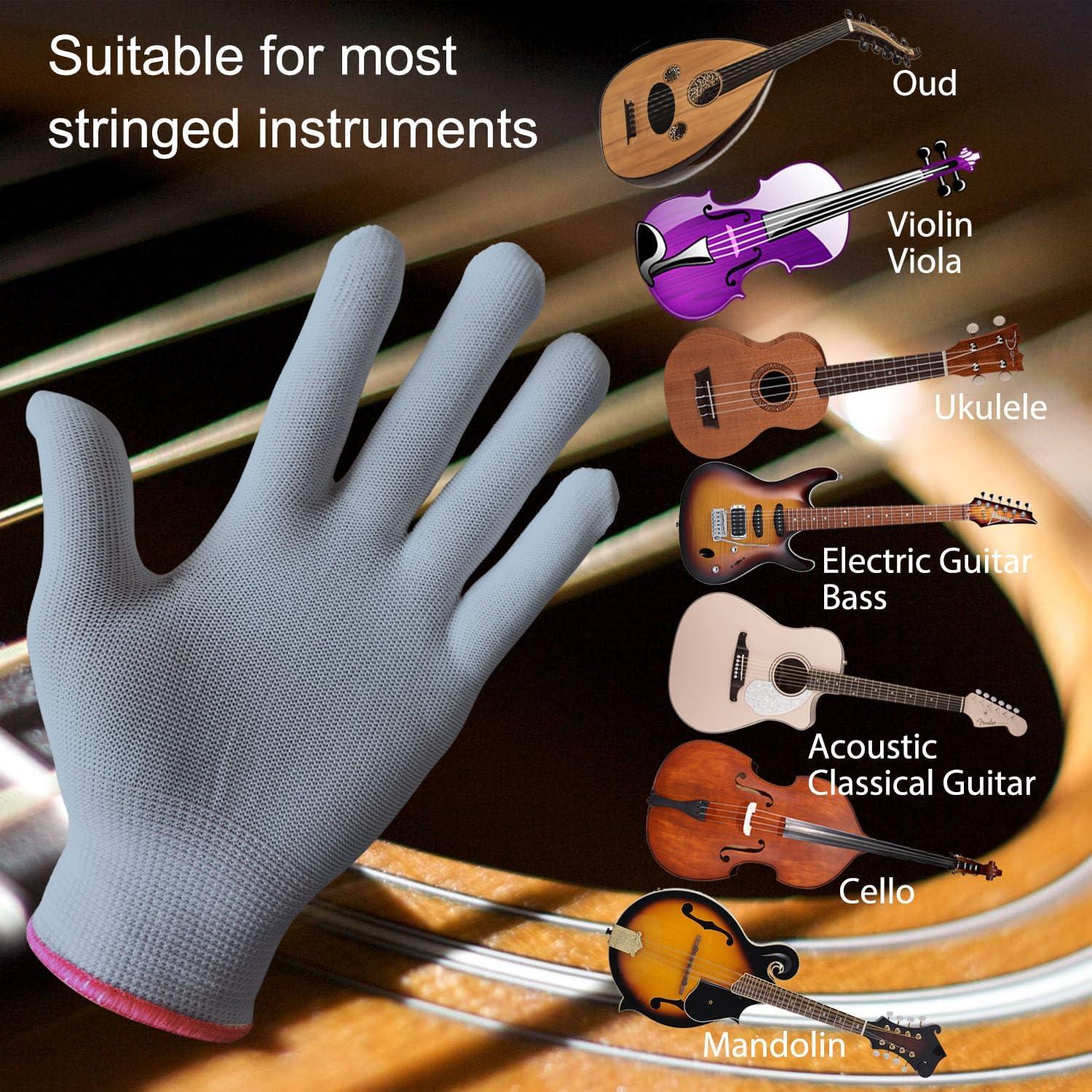 Guantes de Punta de Dedo Rhinos para Guitarra Talla S Gris