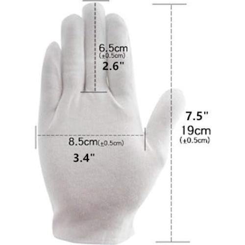 Guantes de Algodón Blanco S&DIAN - 8 Pares Tamaño Mediano 19 cm