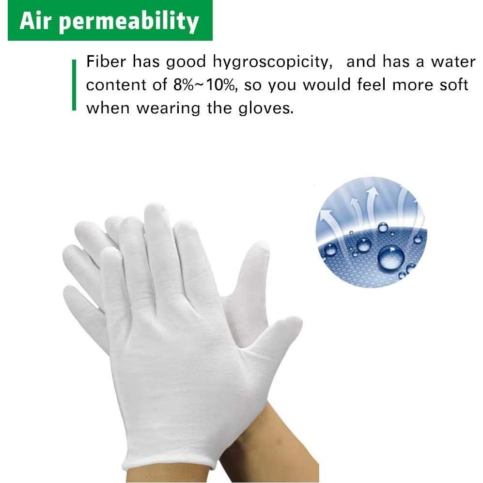 Guantes de Algodón Blanco S&DIAN - 8 Pares Tamaño Mediano 19 cm