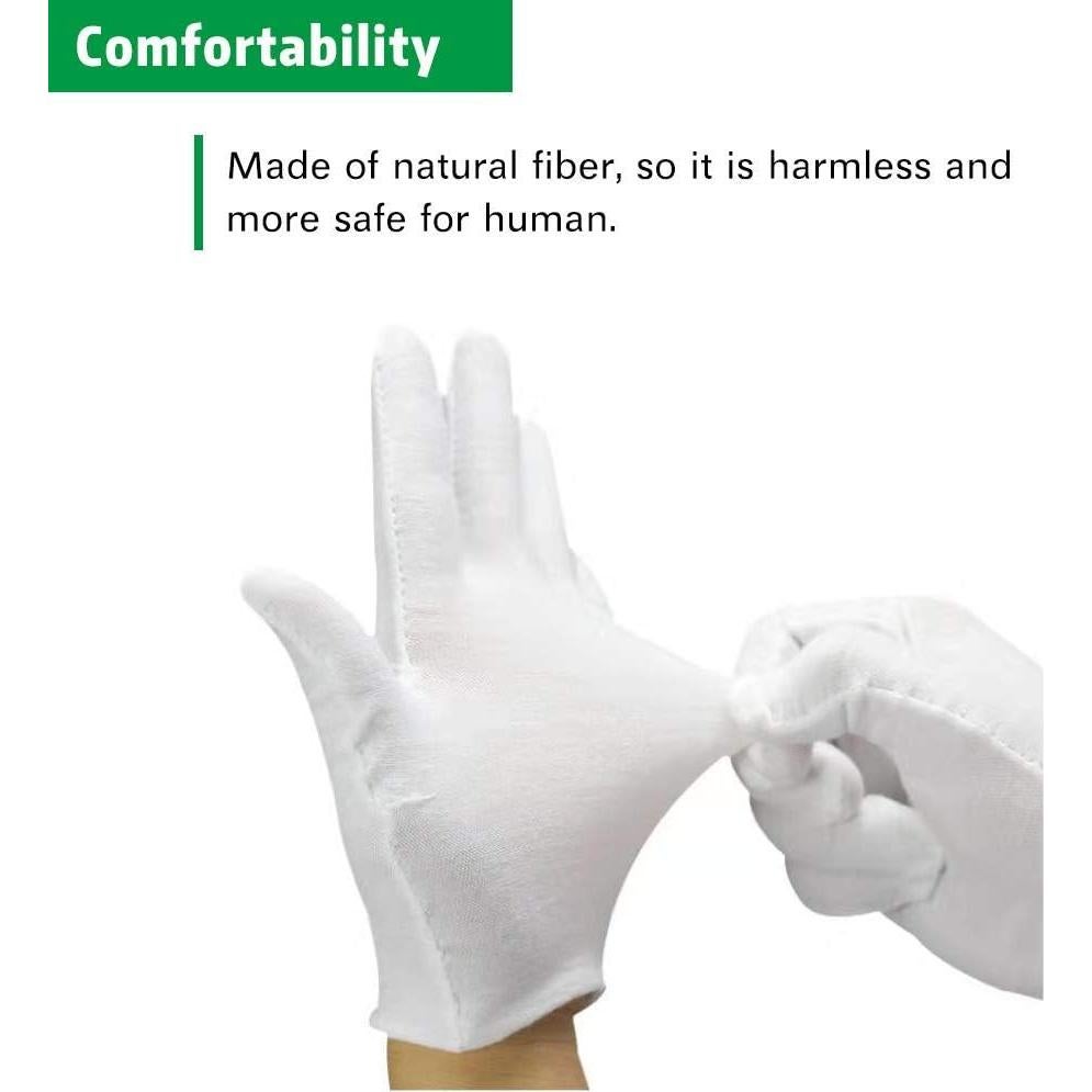 Guantes de Algodón Blanco S&DIAN - 8 Pares Tamaño Mediano 19 cm