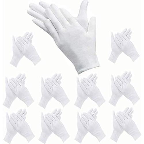 Guantes de Algodón Blancos ADOPLX 24 Pcs Talla Mediana