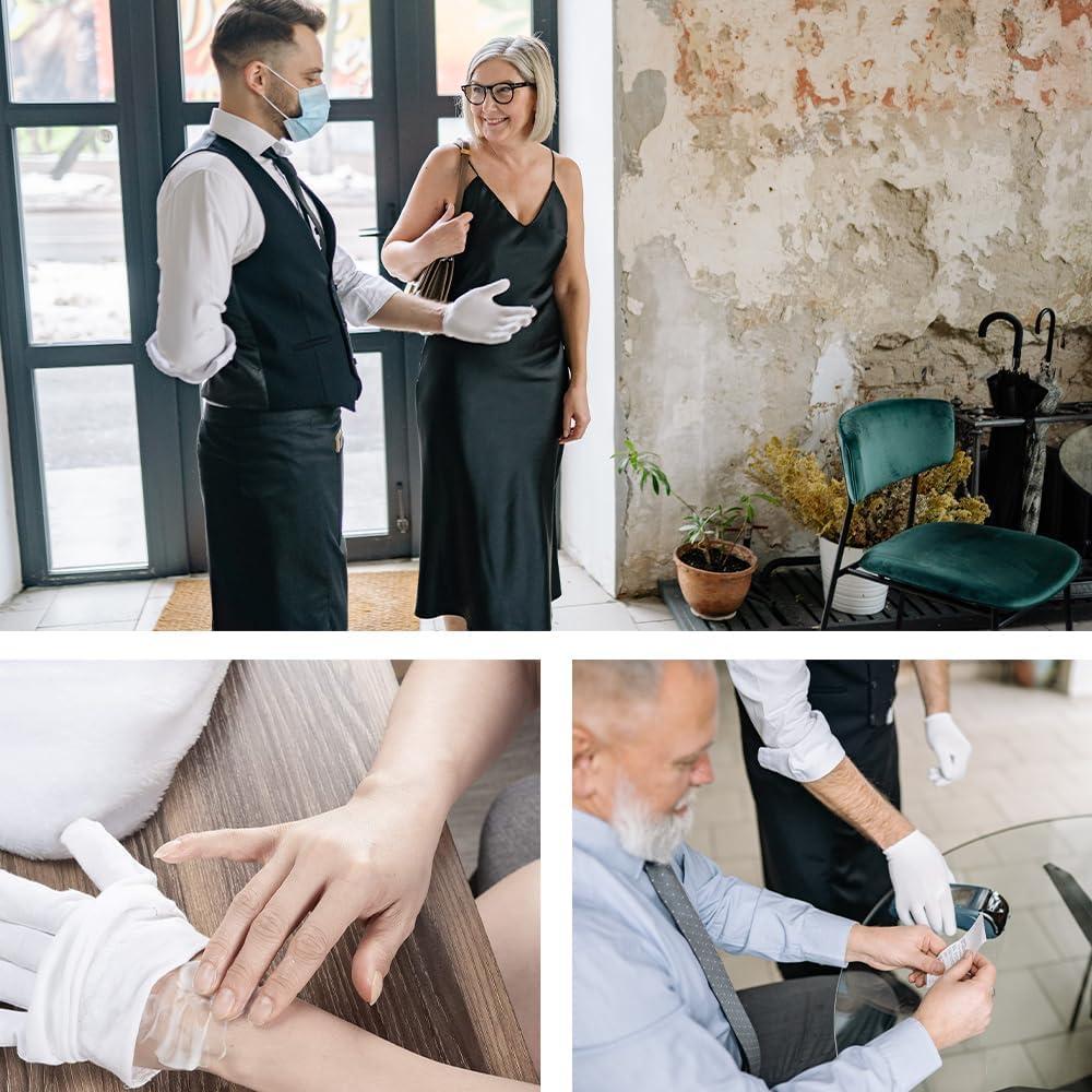 Guantes de Algodón Blancos ADOPLX 24 Pcs Talla Mediana