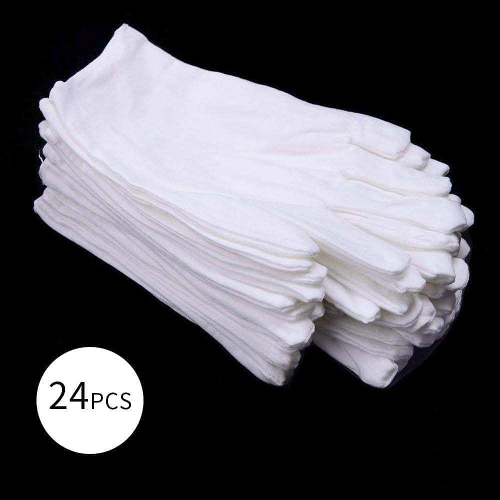Guantes de Algodón Blancos ADOPLX 24 Pcs Talla Mediana