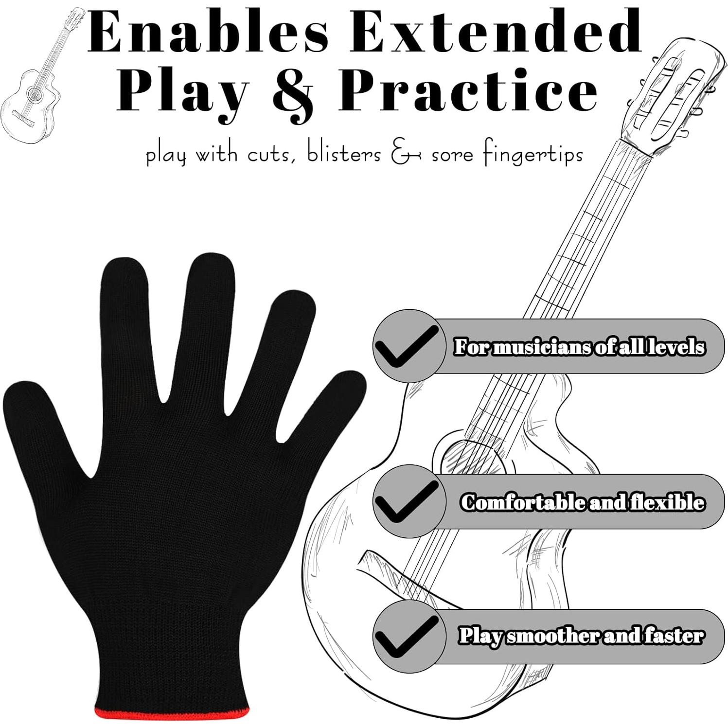 Guantes de Guitarra Jiuguva 4 Piezas Medianos Nylon Negro