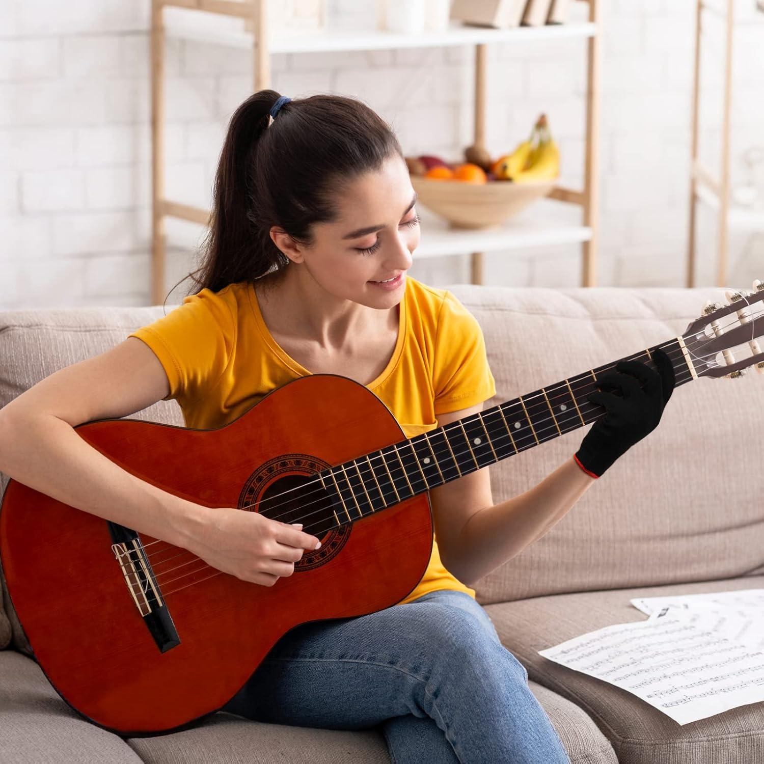 Guantes de Guitarra Jiuguva 4 Piezas Medianos Nylon Negro