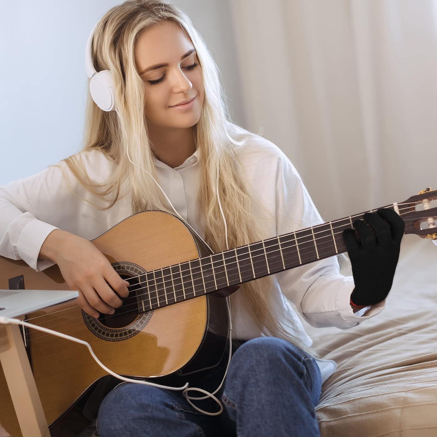 Guantes de Guitarra Jiuguva 4 Piezas Medianos Nylon Negro