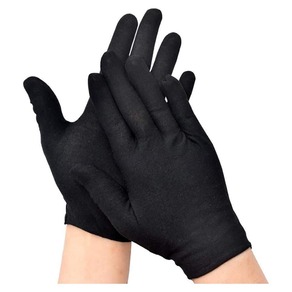 Guantes de Algodón Premium Rirsoasy - 5 Pares Tamaño Grande Negro