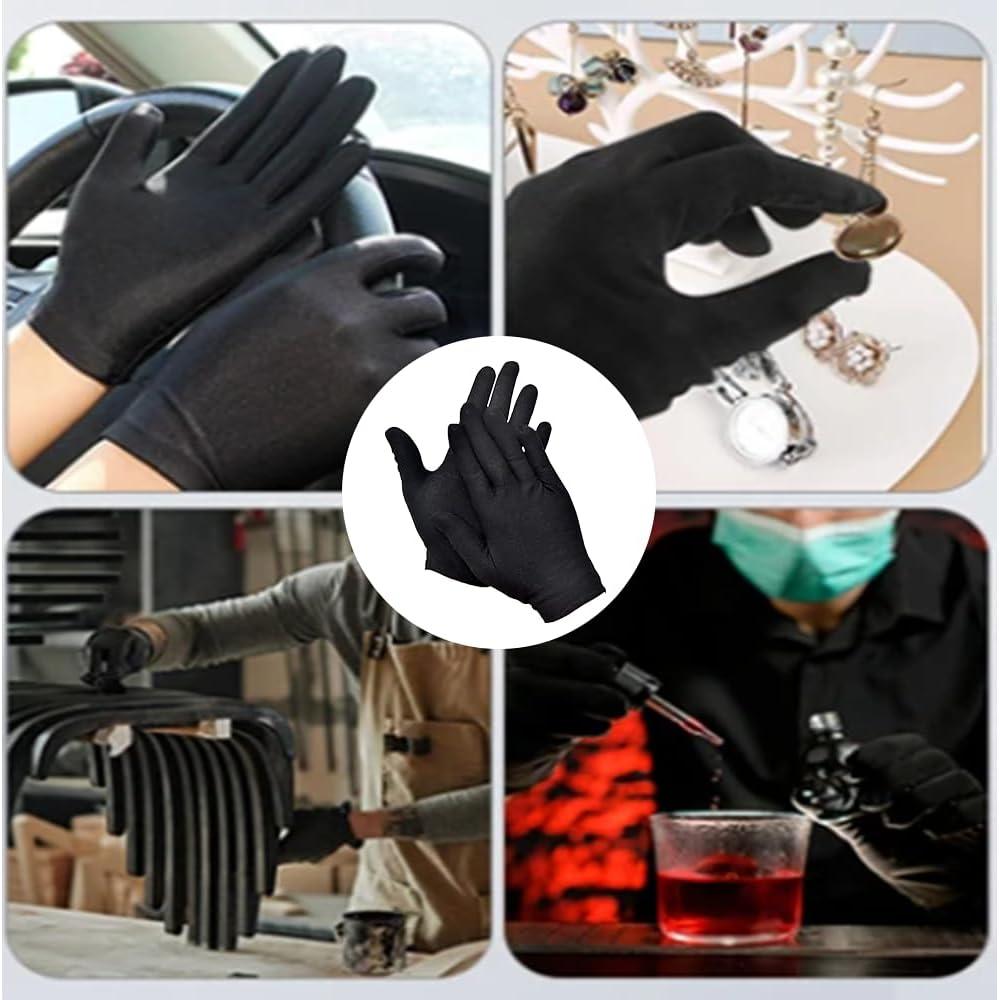 Guantes de Algodón Premium Rirsoasy - 5 Pares Tamaño Grande Negro