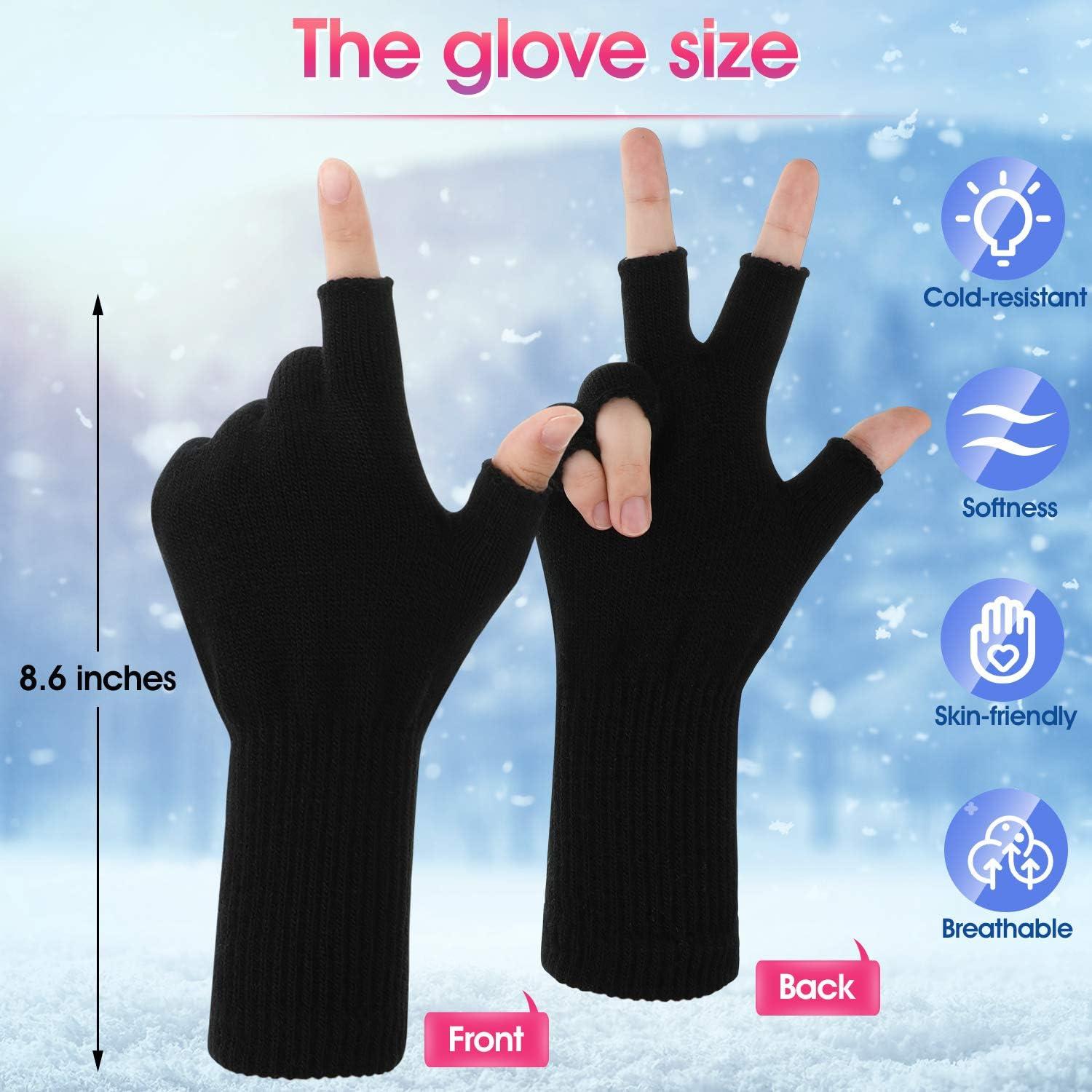 6 Pares Guantes Unisex Sin Dedos Cálidos de Tejido Elástico
