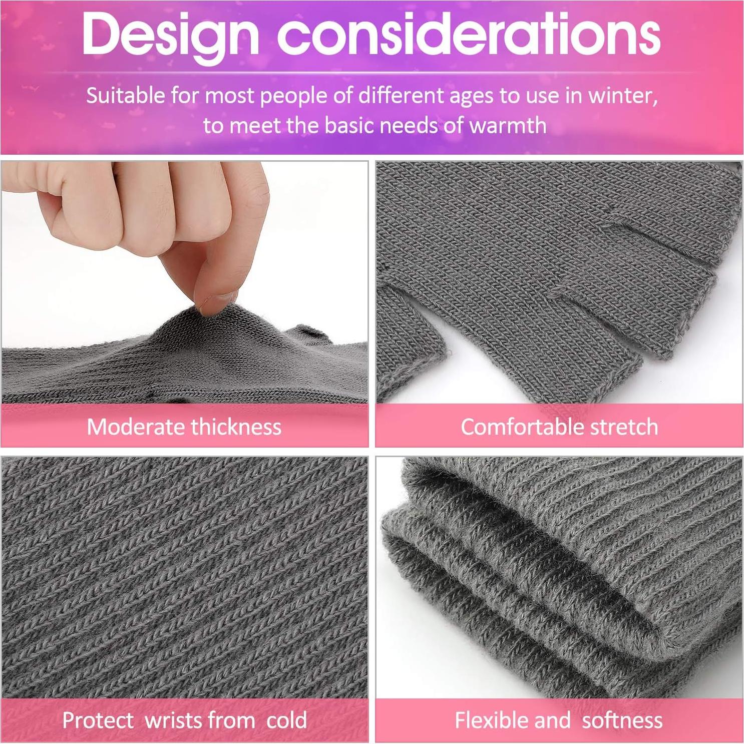 6 Pares Guantes Unisex Sin Dedos Cálidos de Tejido Elástico