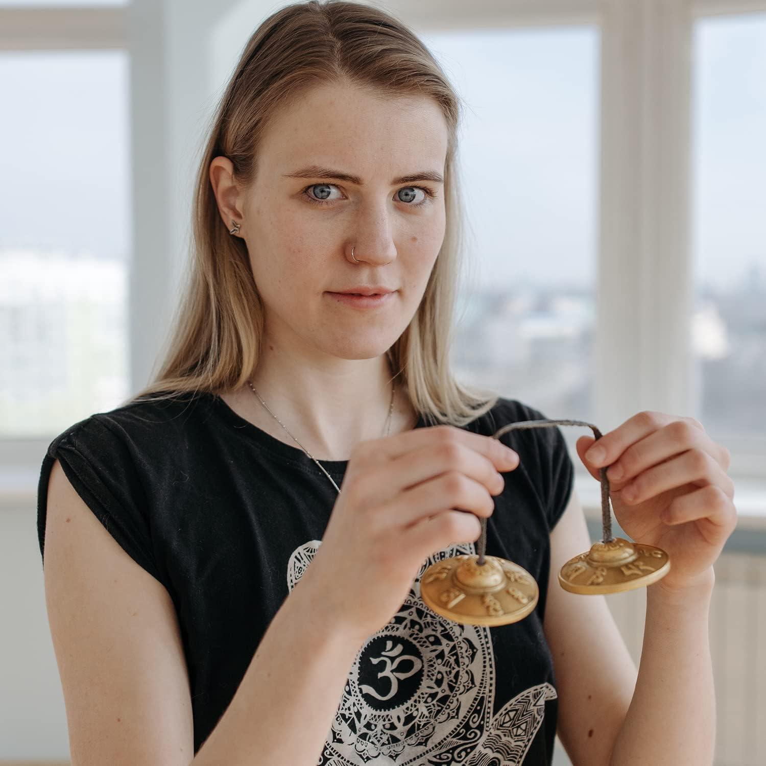 Címbalos Tingsha ZenBless Tibetanos 2.6" Bronce para Meditación