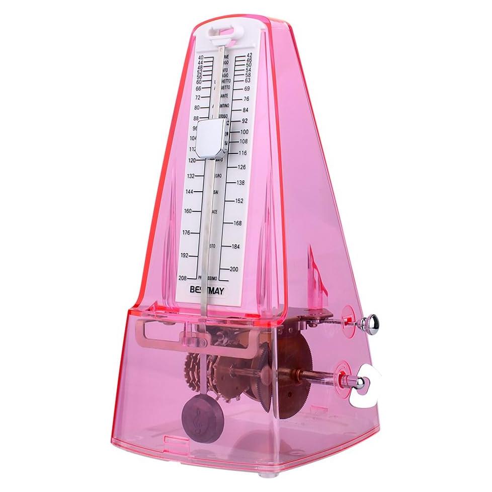 Metrónomo Mecánico Rosa Transparente con Click Audible
