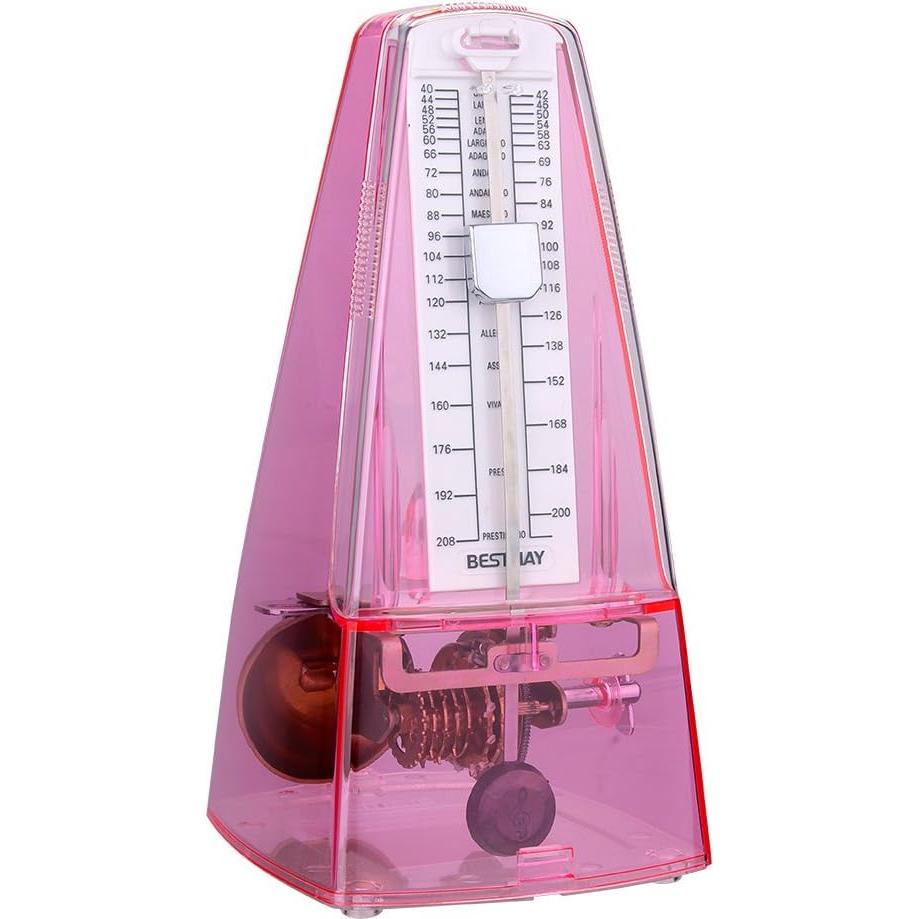 Metrónomo Mecánico Rosa Transparente con Click Audible