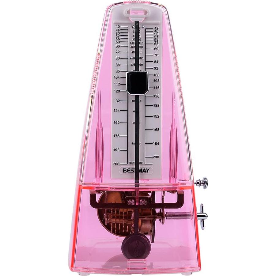Metrónomo Mecánico Rosa Transparente con Click Audible