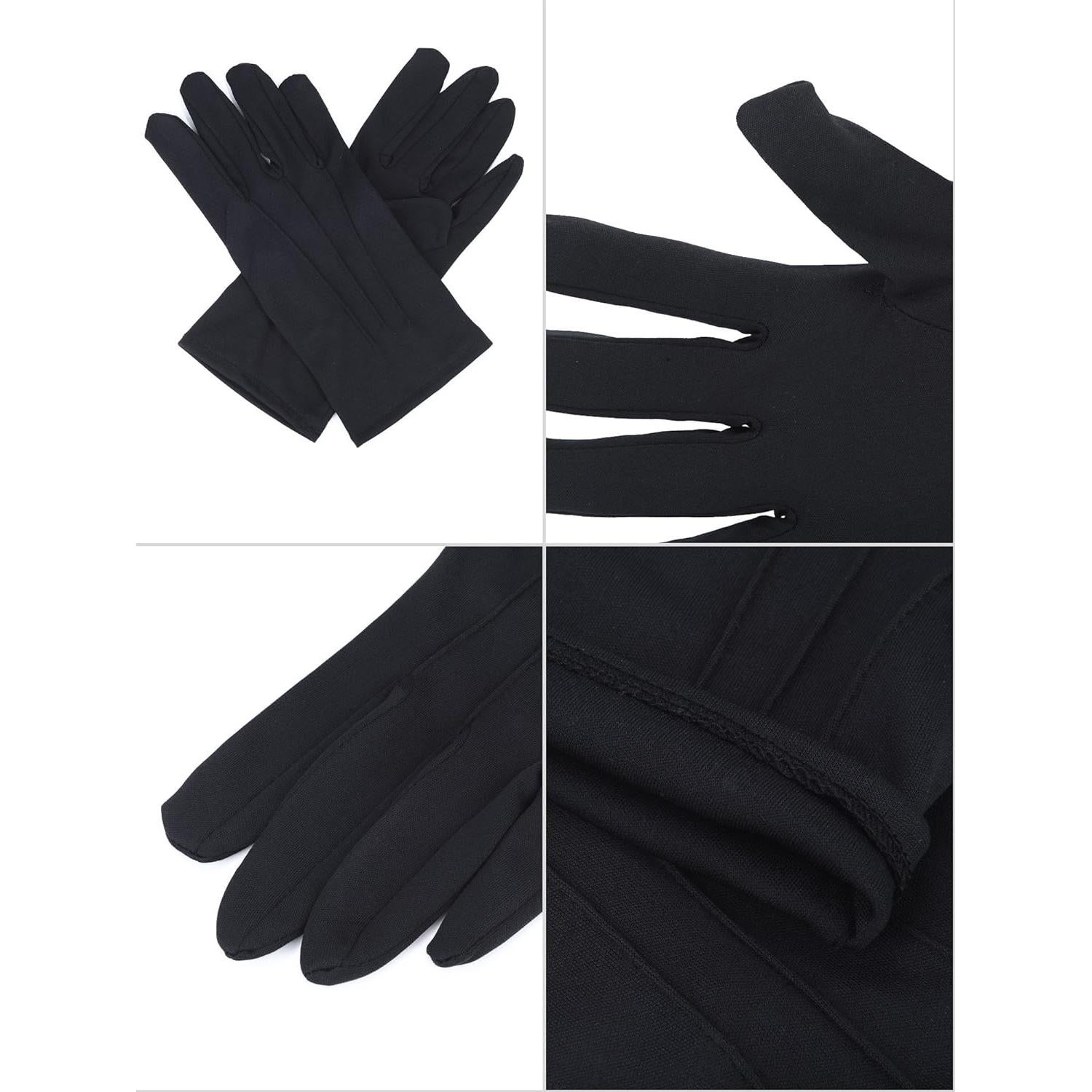 Guantes Negros de Nylon y Algodón para Hombre - 2 Pares