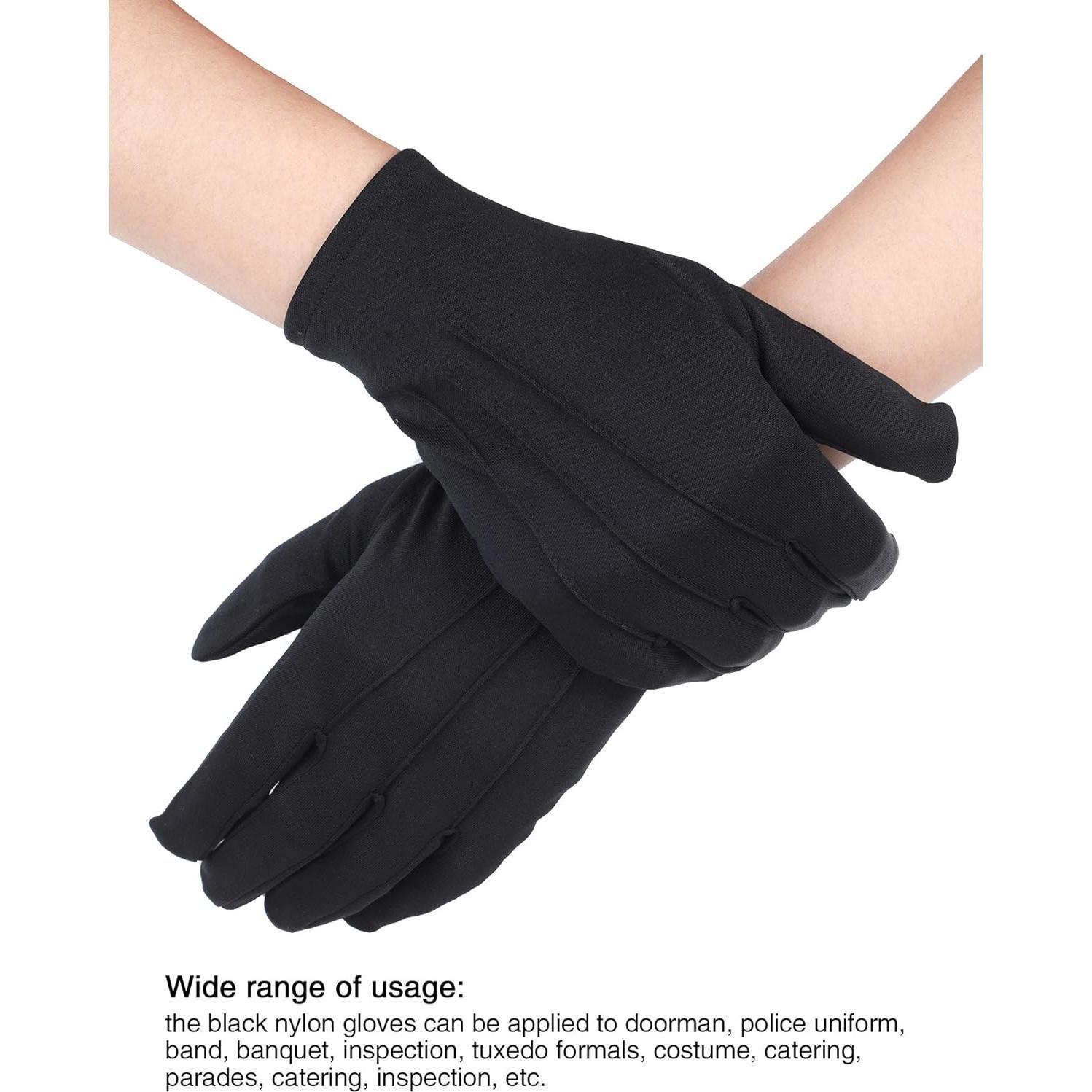 Guantes Negros de Nylon y Algodón para Hombre - 2 Pares