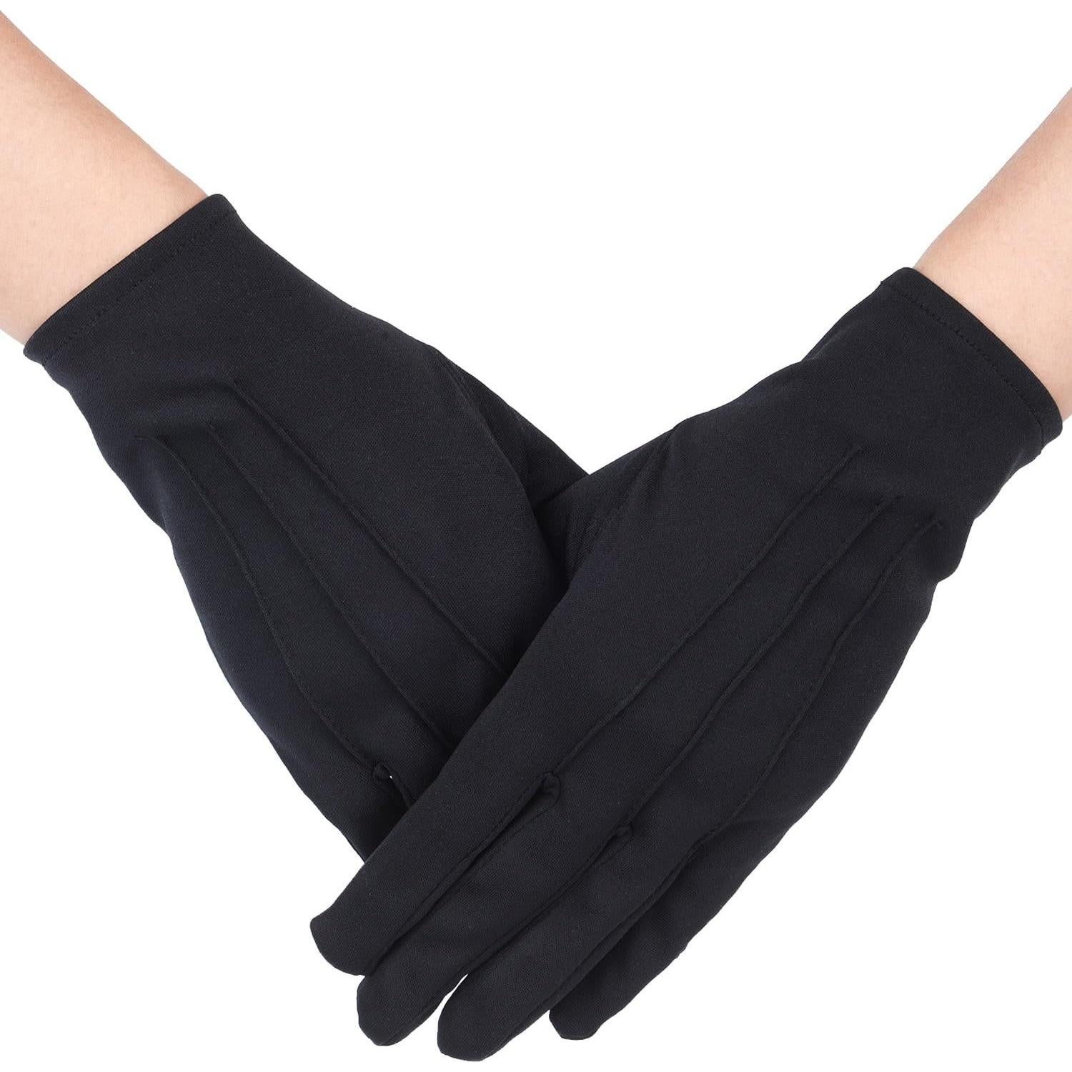 Guantes Negros de Nylon y Algodón para Hombre - 2 Pares