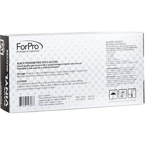 Guantes de Vinilo Desechables ForPro Negros Medianos 100 Unidades