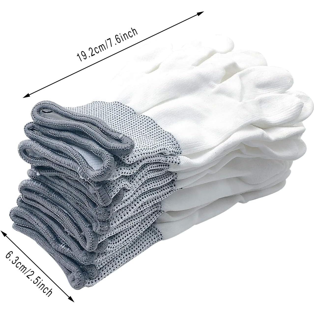 Guantes de Nylon Blanco Antideslizantes FANGULU - 10 Pares