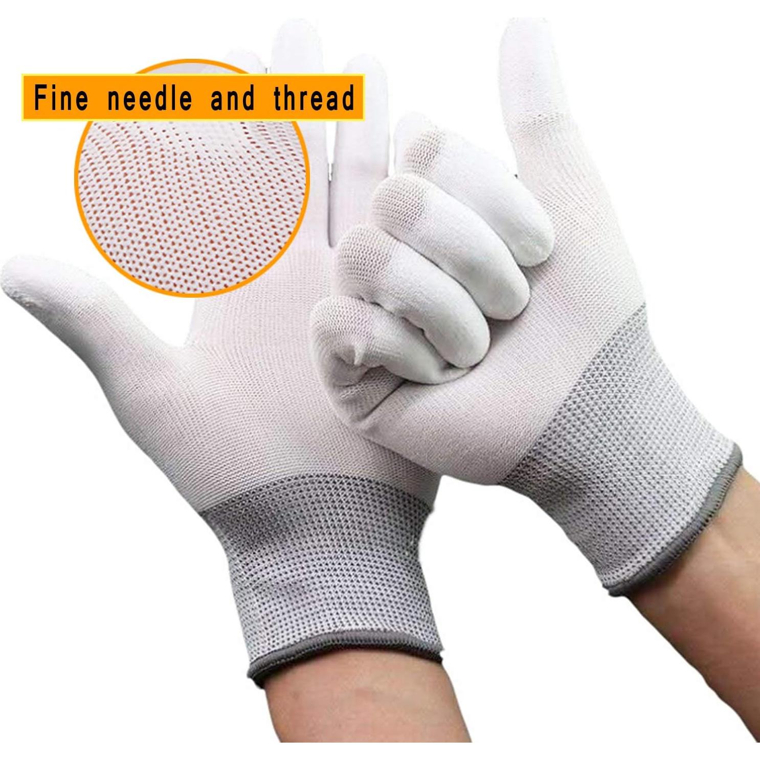 Guantes de Nylon Blanco Antideslizantes FANGULU - 10 Pares