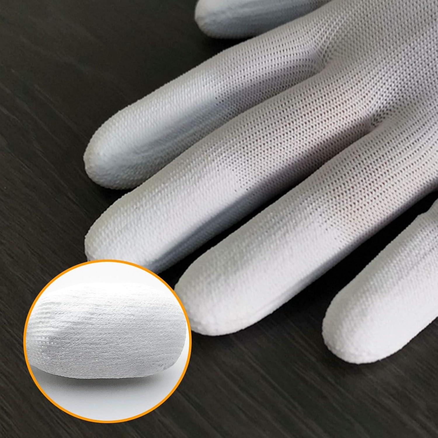 Guantes de Nylon Blanco Antideslizantes FANGULU - 10 Pares