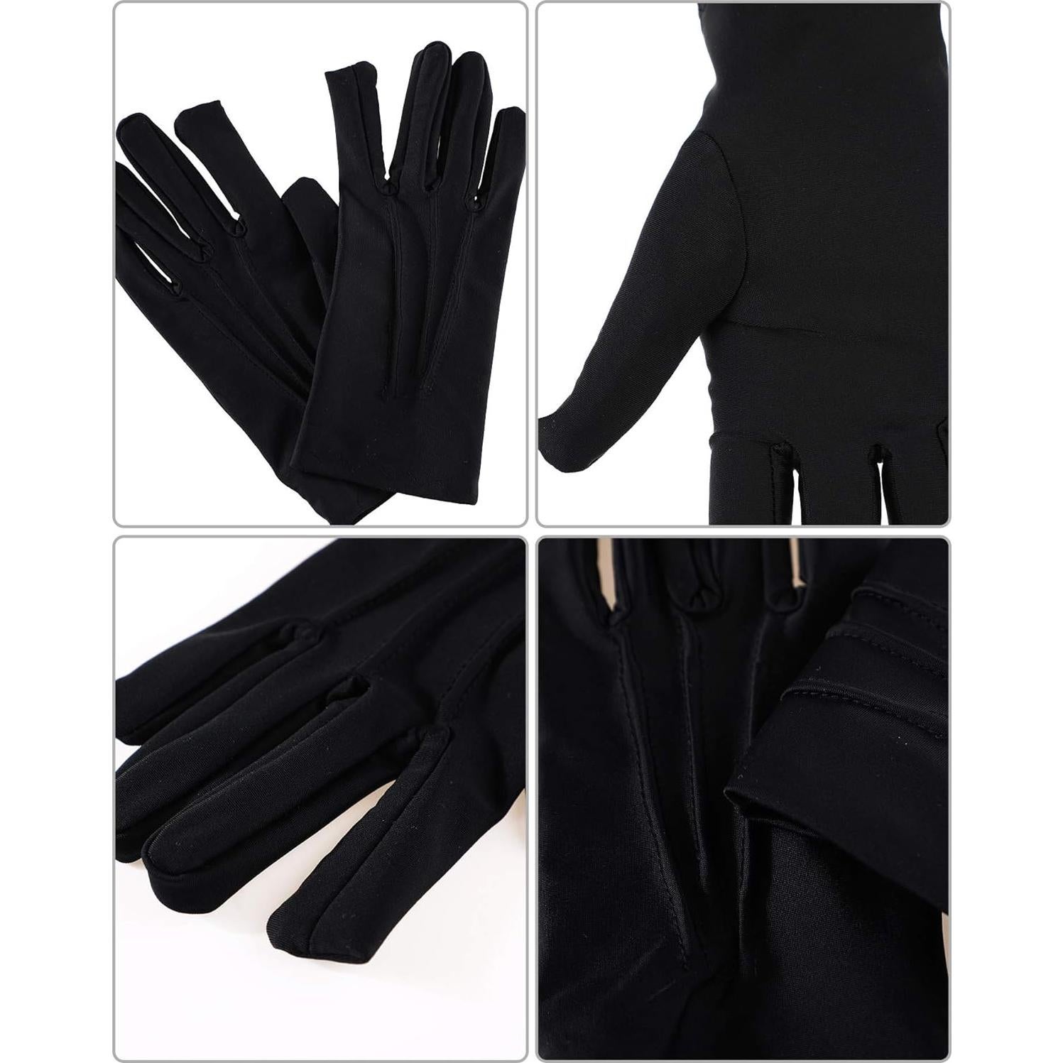 Guantes de Vestido Negros Sumind - 4 Pares Spandex para Uniforme