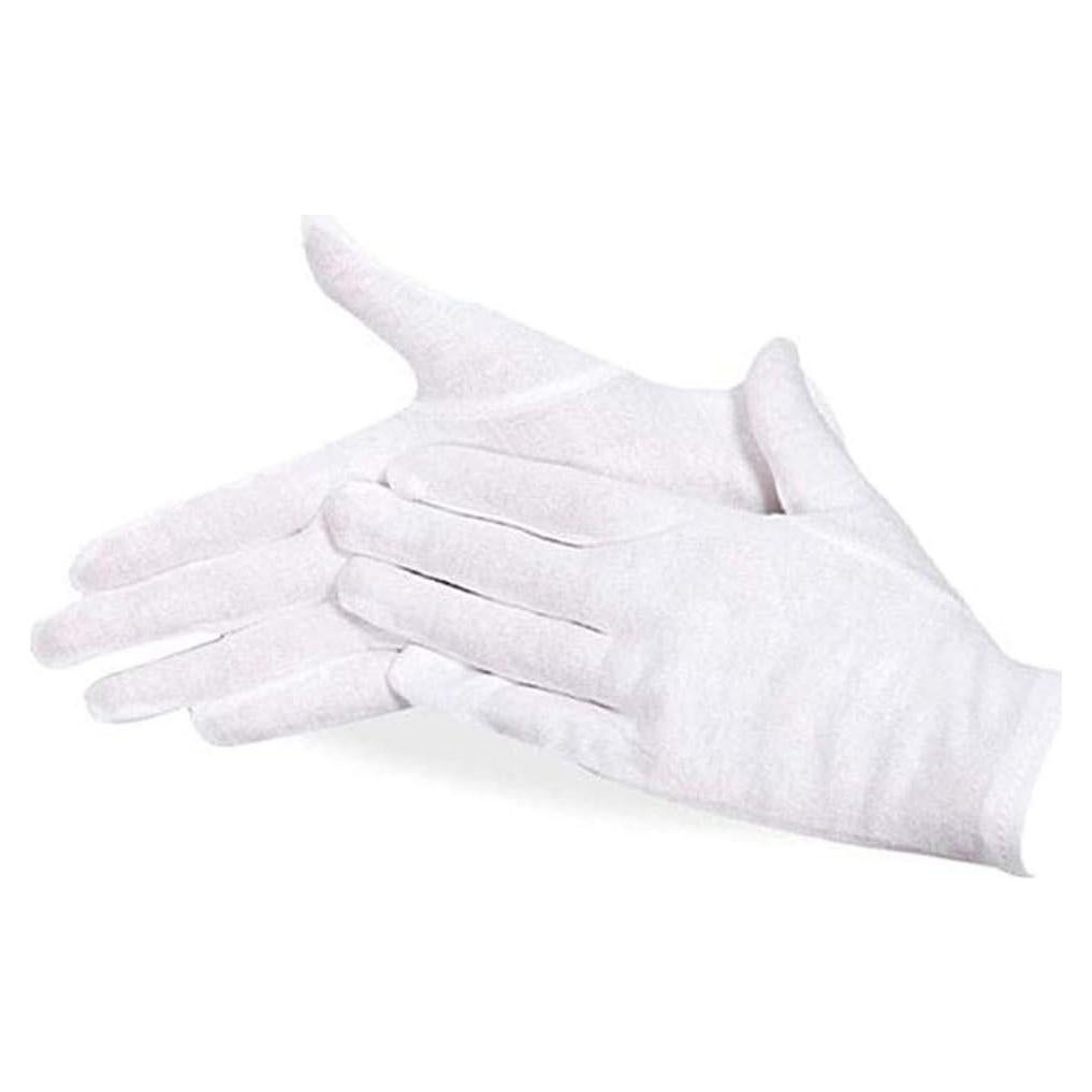 Guantes de Algodón Suave Blancos BBCS - 10 Pares para Inspección y Cuidado de Manos