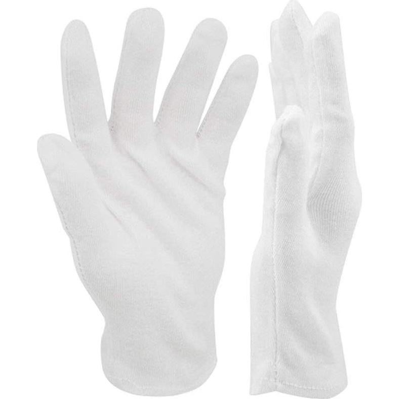 Guantes de Algodón Suave Blancos BBCS - 10 Pares para Inspección y Cuidado de Manos