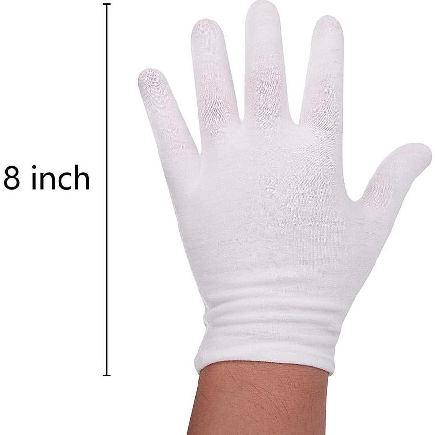 Guantes de Algodón Suave Blancos BBCS - 10 Pares para Inspección y Cuidado de Manos