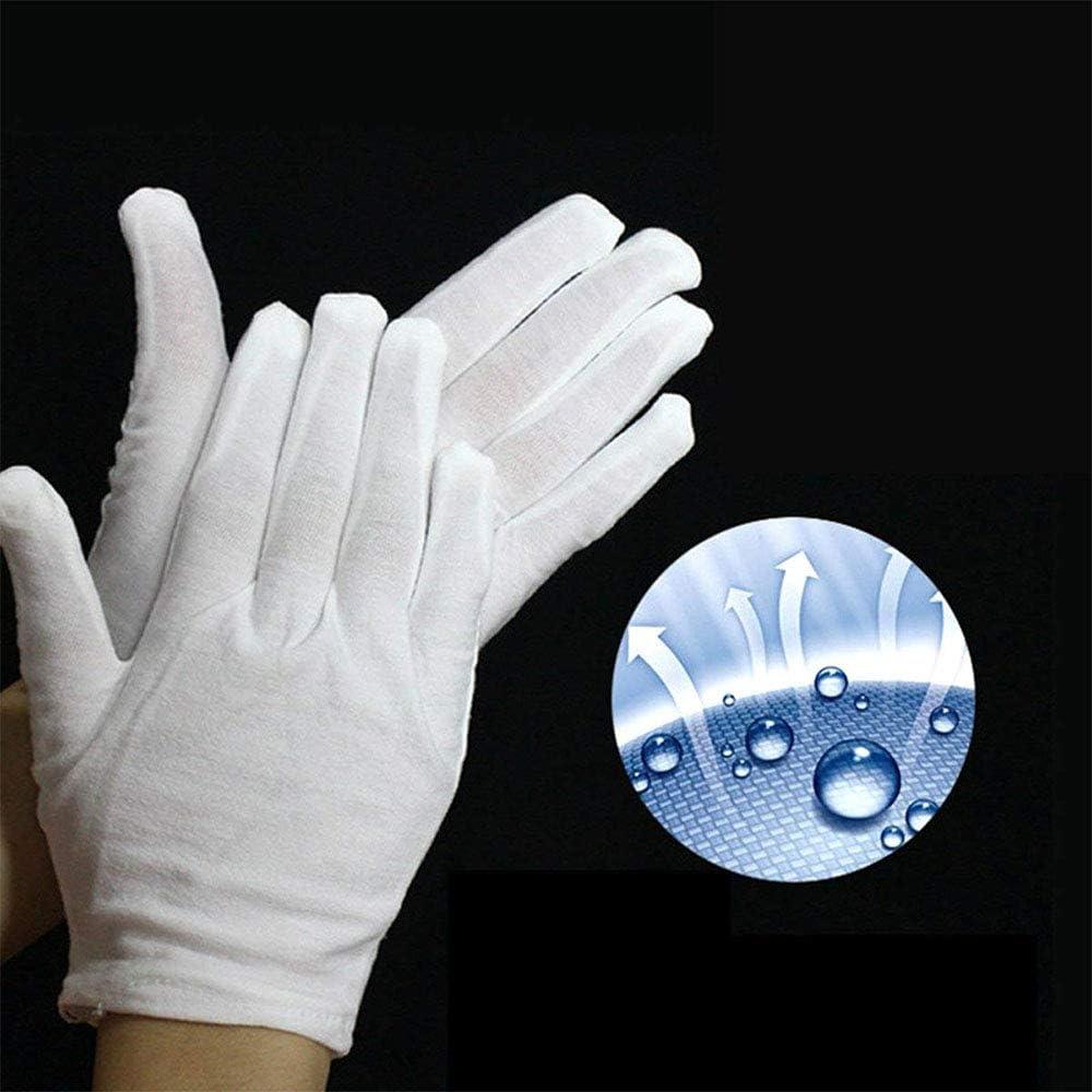 Guantes de Algodón Suave Blancos BBCS - 10 Pares para Inspección y Cuidado de Manos