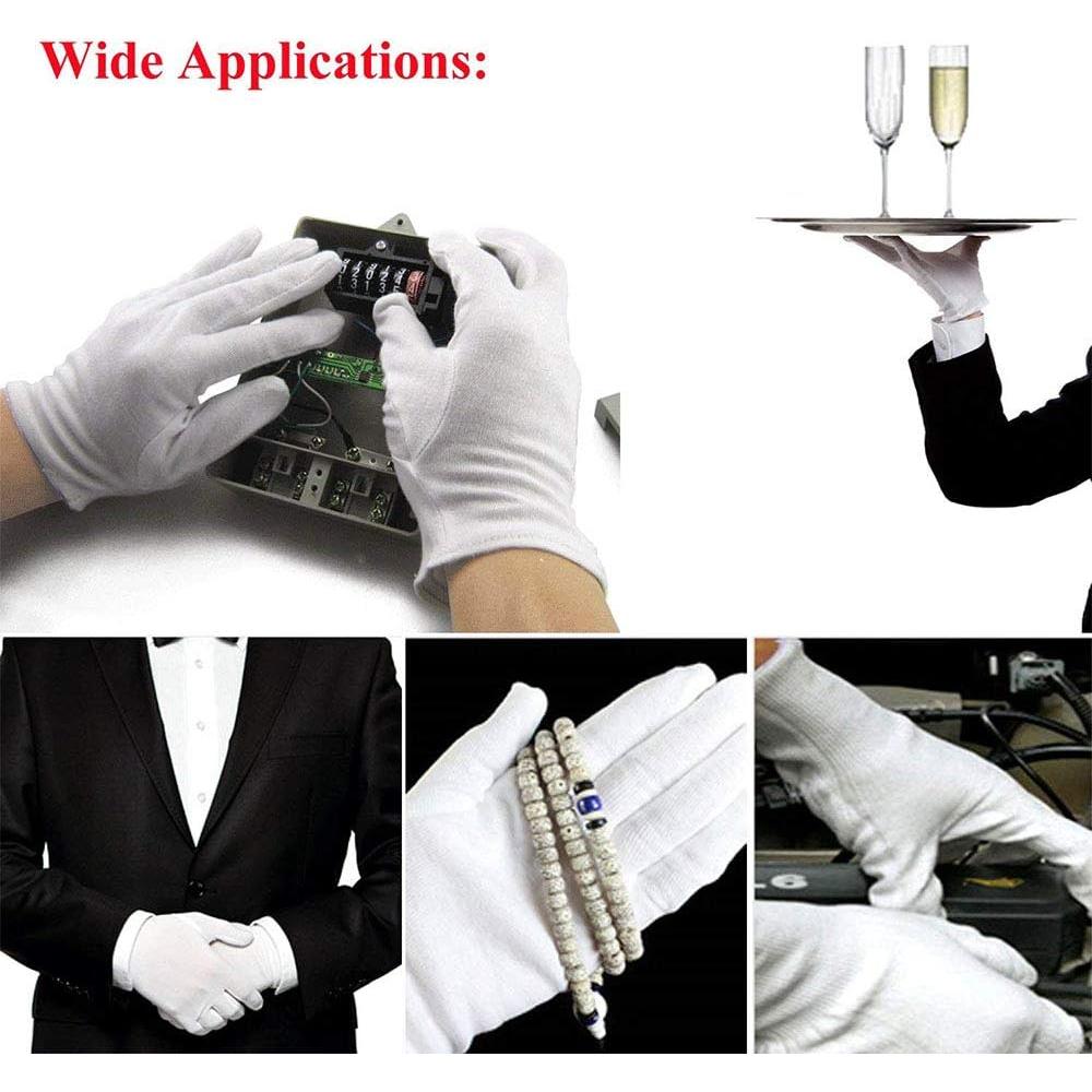 Guantes de Algodón Suave Blancos BBCS - 10 Pares para Inspección y Cuidado de Manos