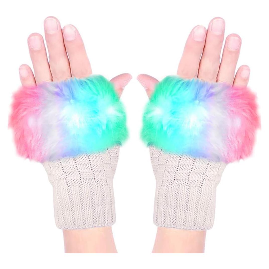 Guantes de Tejer Sin Dedos Luwint LED para Fiesta y Disfraz