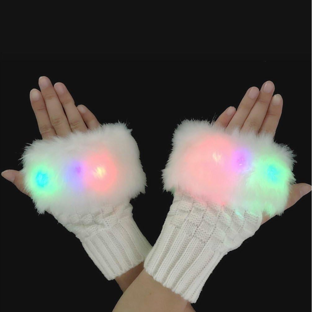 Guantes de Tejer Sin Dedos Luwint LED para Fiesta y Disfraz