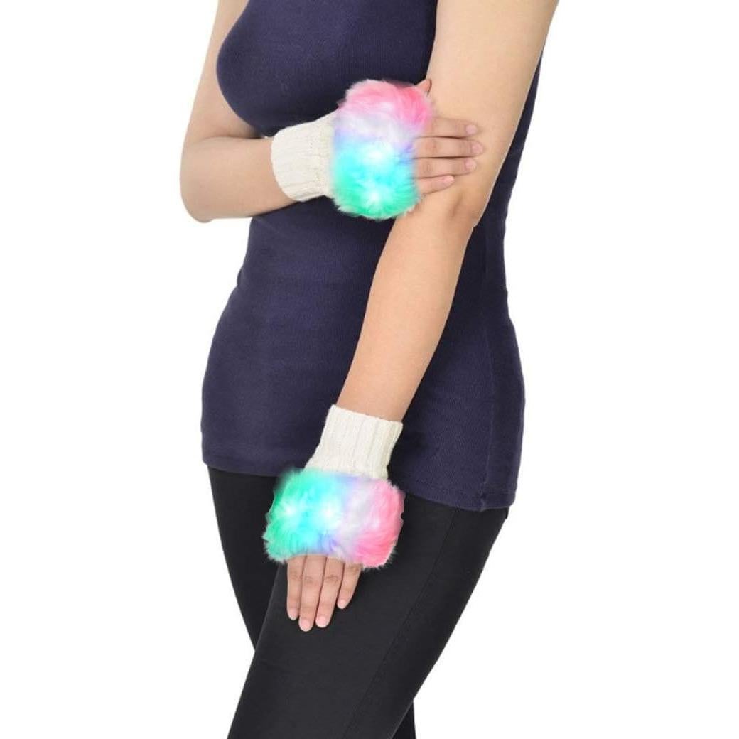 Guantes de Tejer Sin Dedos Luwint LED para Fiesta y Disfraz