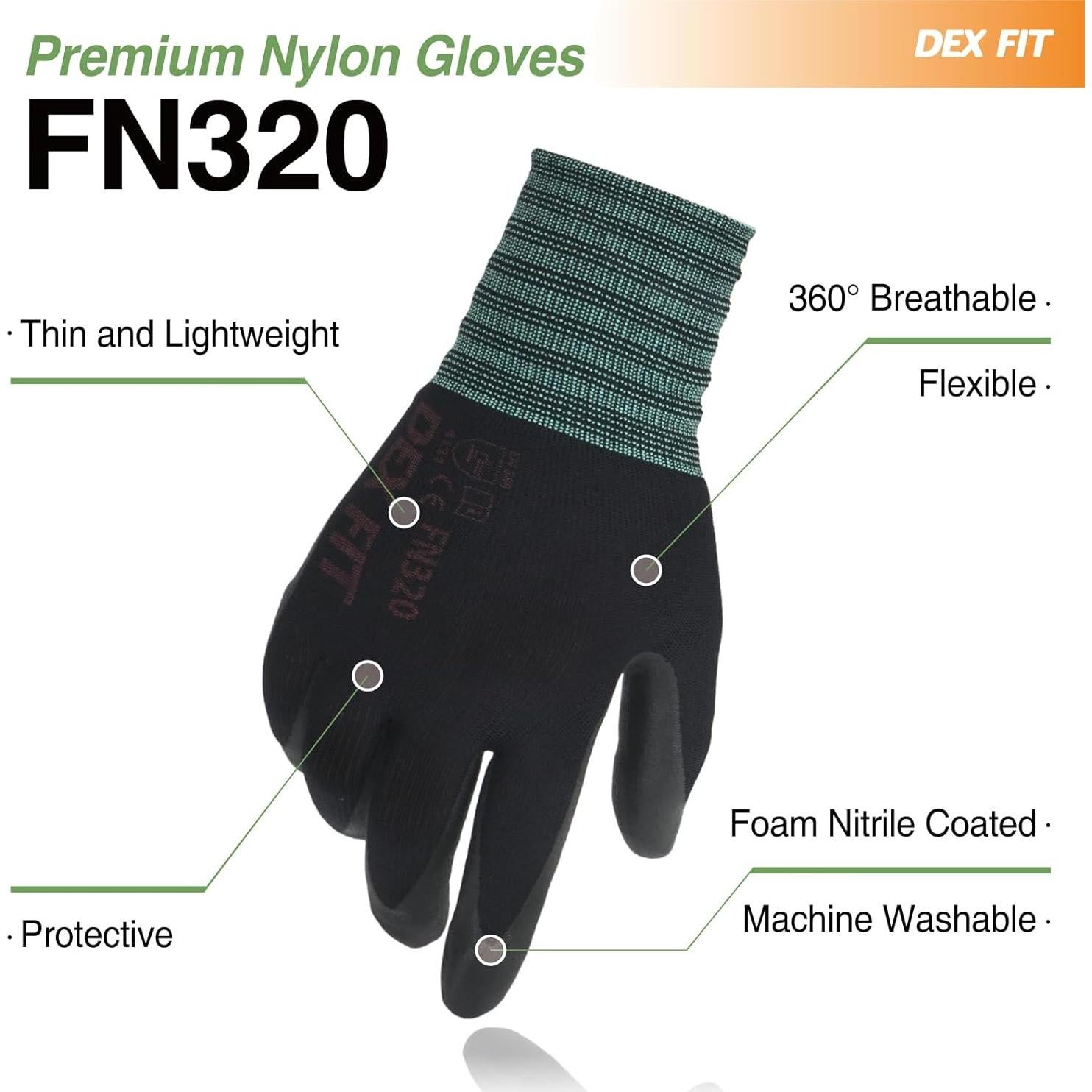 Guantes de Trabajo DEX FIT FN320-1 Nitrilo Negro XL