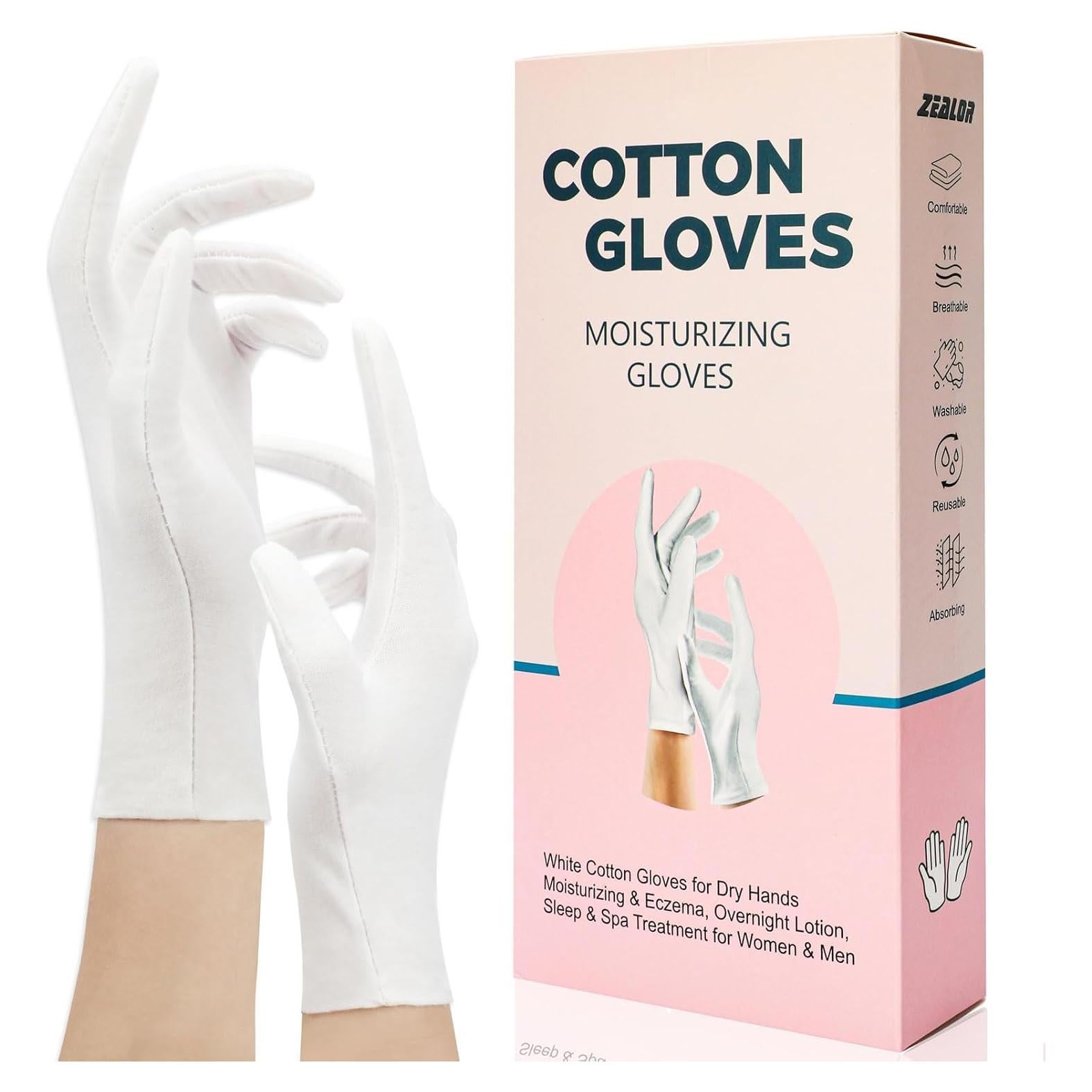 Guantes de Algodón Hidratantes Zealor 6 Pares Extra Grande