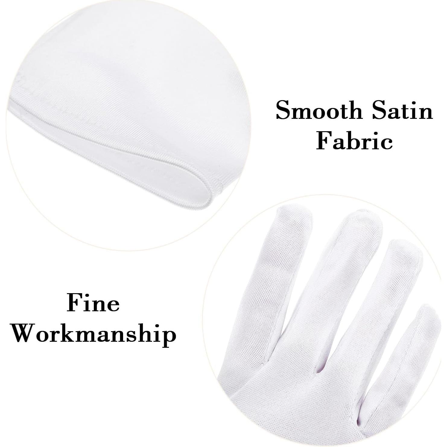 Guantes de Satén Blancos para Niñas - Largo de Muñeca, 19 cm