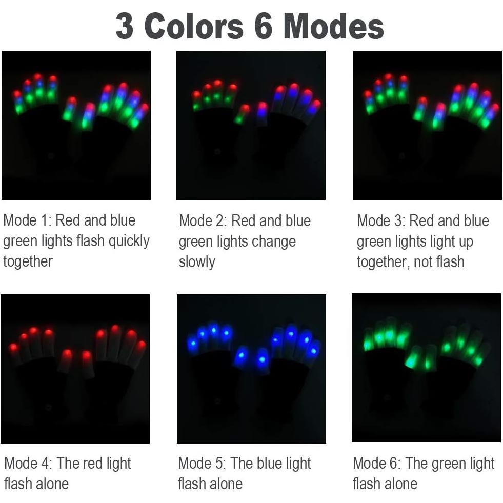 Guantes LED Coloridos Luwint para Adultos y Niños + 6 Modos