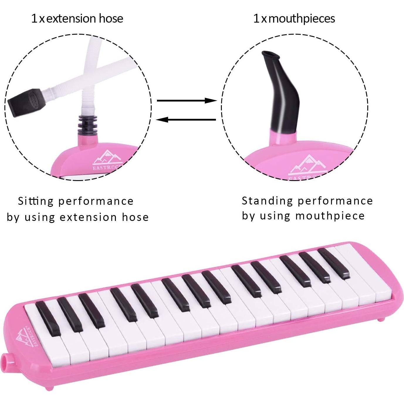 Melodica EastRock 32 Teclas Rosa con Bolsa y Boquillas