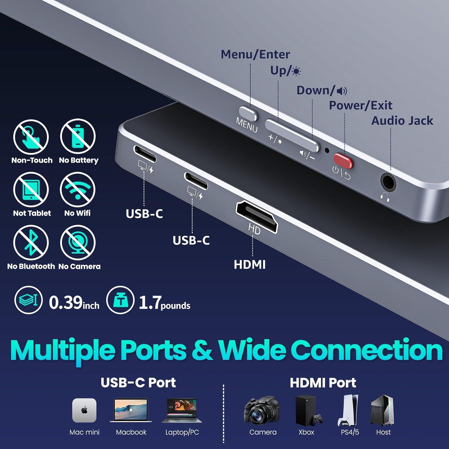 Monitor Portátil Upperizon 15.6" FHD HDR USB-C HDMI