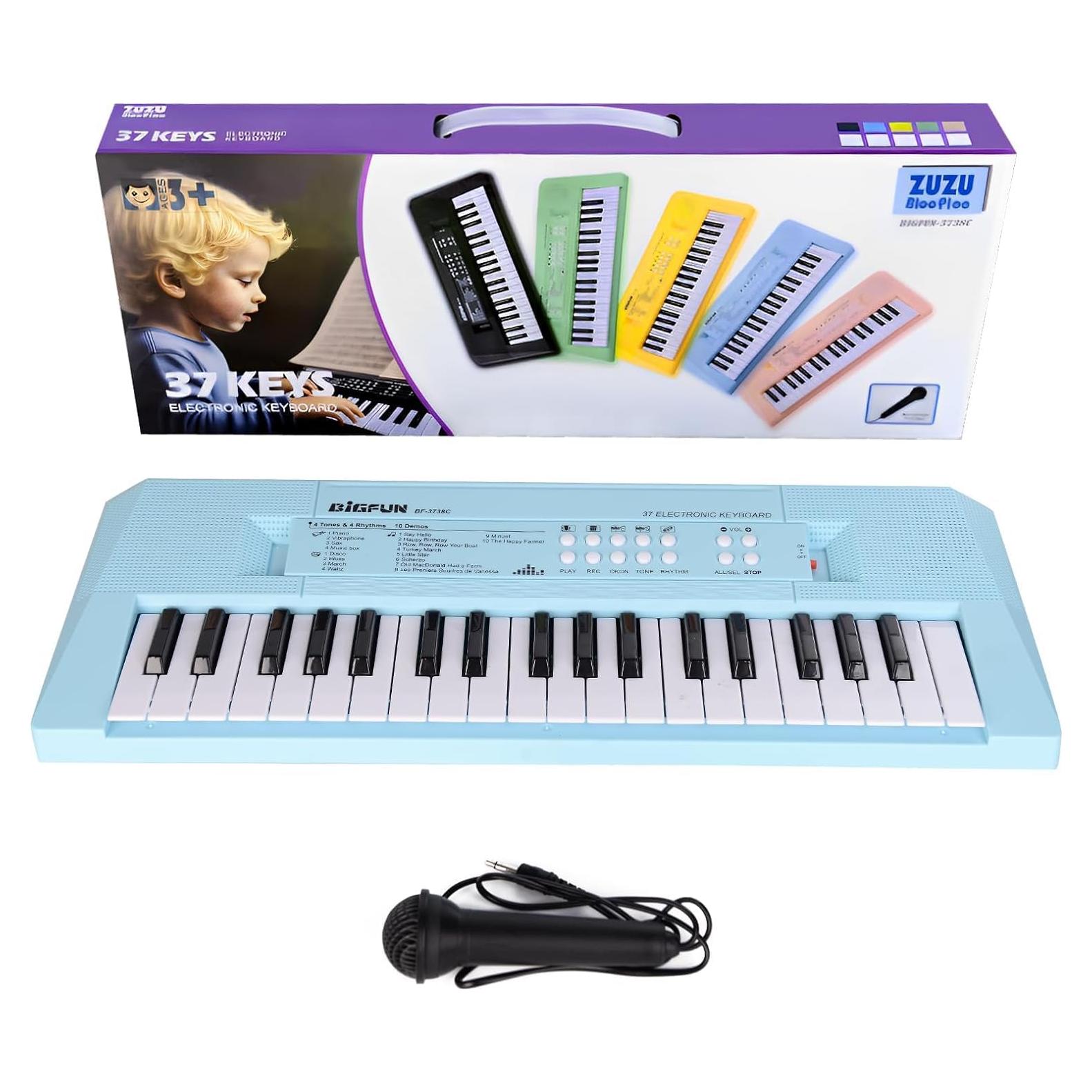 Teclado Musical Electrónico Zuzublooploo 37 Teclas Azul