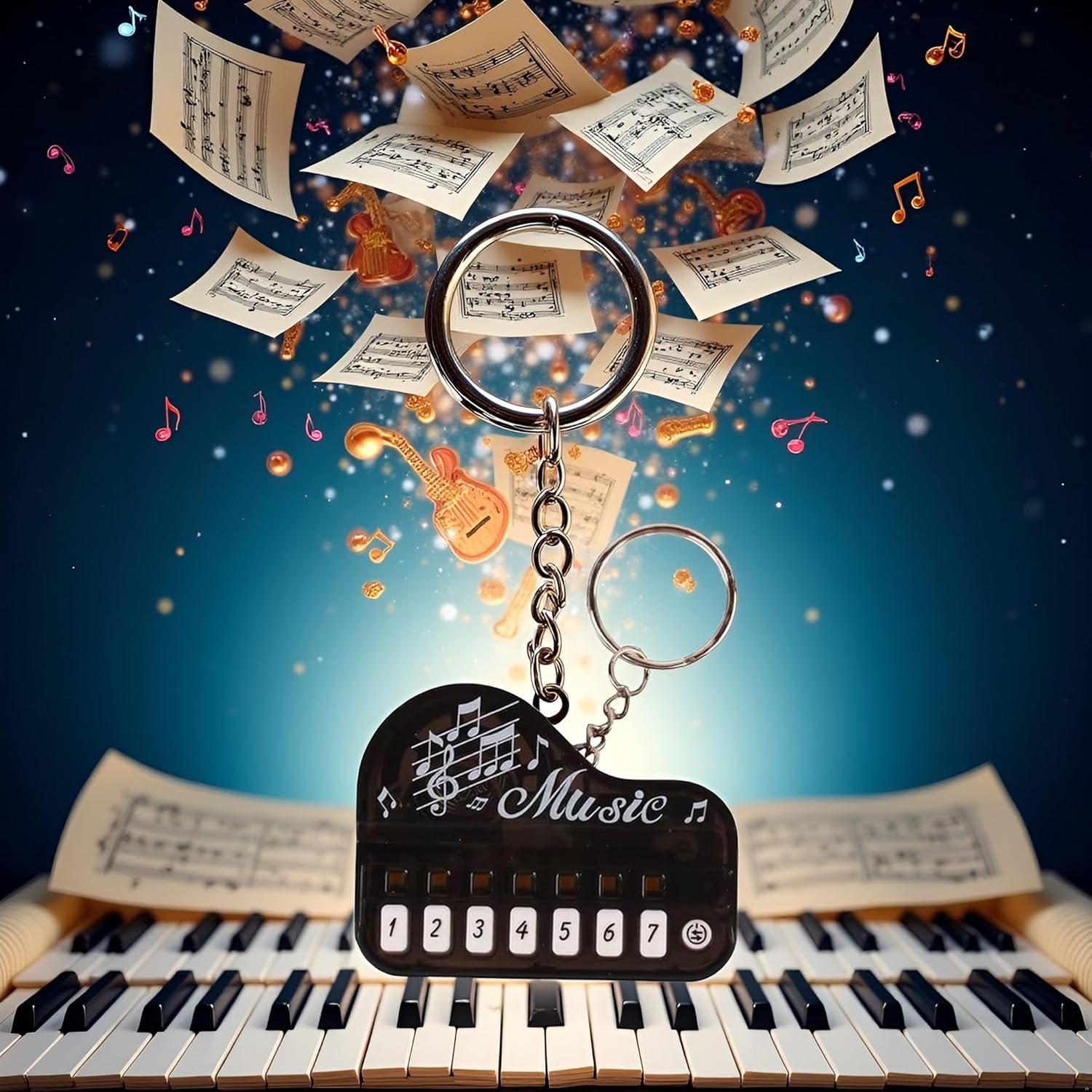 Llavero Piano Miniatura Junfamilee Negro con Luces LED