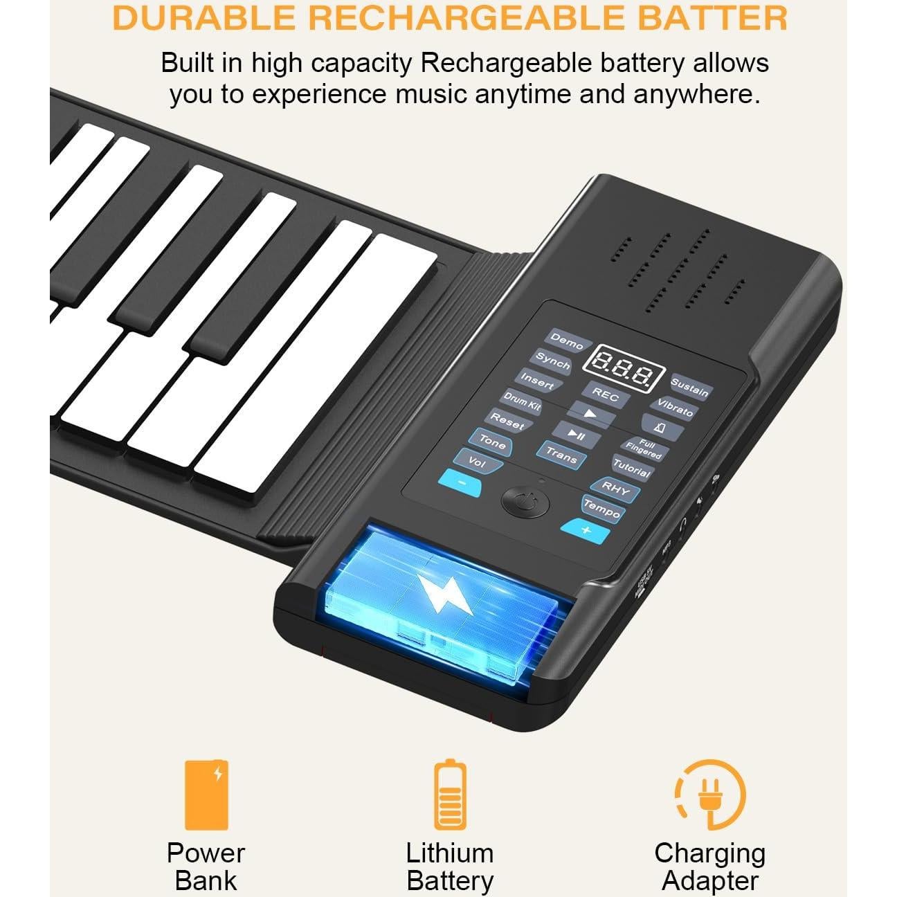 Piano Plegable KONIX PD61 de 61 Teclas Portátil Recargable